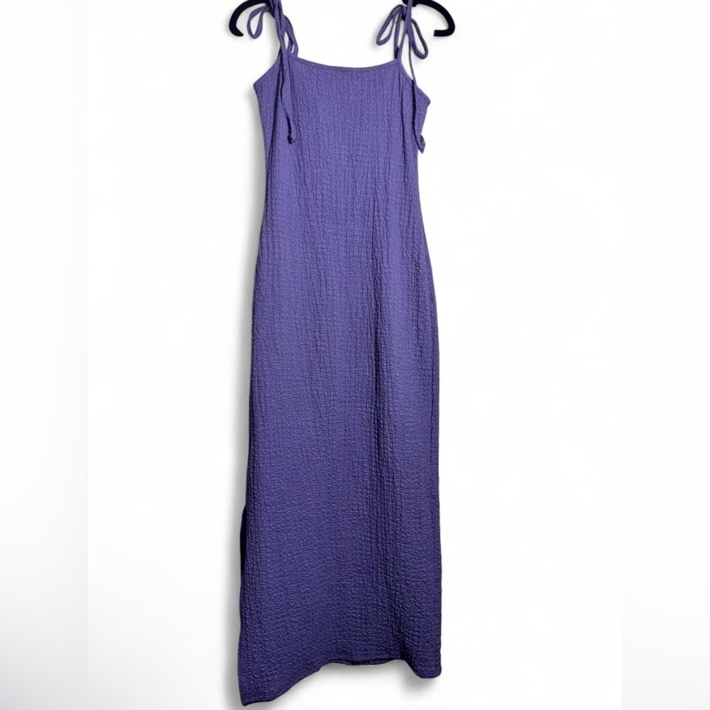 See You Monday Purple Tie Sleevees Midi Dress - Picture 4 of 4